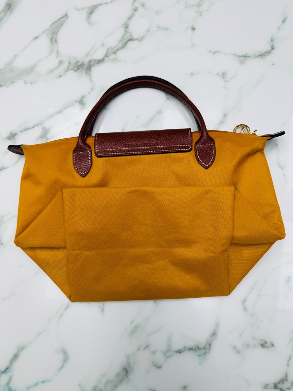 Longchamp Le Pliage Original Small Top Handle Bag - Mustard / Soleil Yellow - Picture 6 of 15
